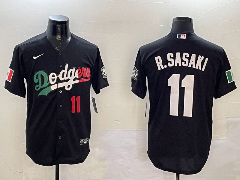 Men Los Angeles Dodgers #11 R.Sasaki Black Fashion Game 2025 Nike MLB Jersey style 5->los angeles dodgers->MLB Jersey